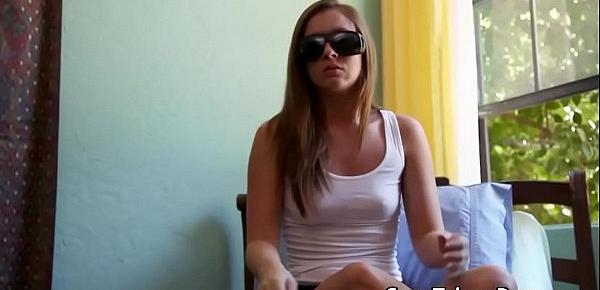  Deepthroated blind petite gets pounded
